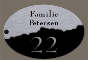 Edelstahl-Türschild mit Perspex-Hausnummer