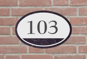 Ovales Naturstein-Hausnummernschild