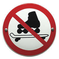 Verbotsschild Emaille - Schlittschuhlaufen verboten